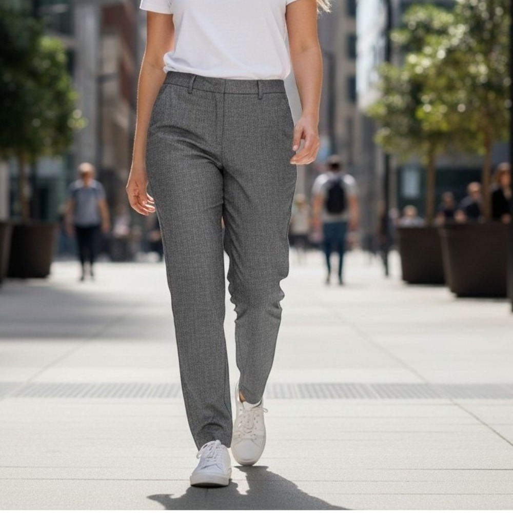 Banana Republic Avery Linen Blend Ankle Pants Grey Women 18L Tall Dress Slacks